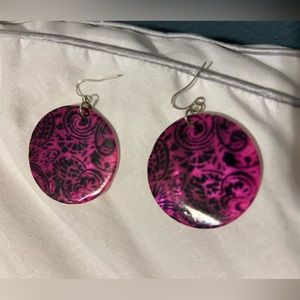Pink tribal disc earrings
